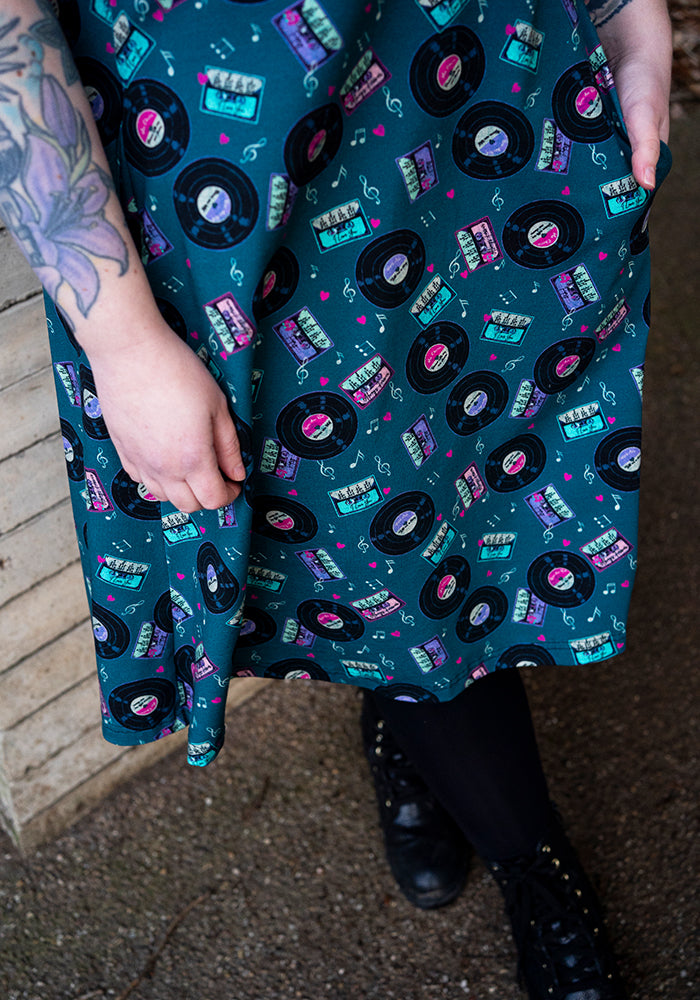 Eighth angle of Maz Mixtapes Print Cotton Trapeze Dress