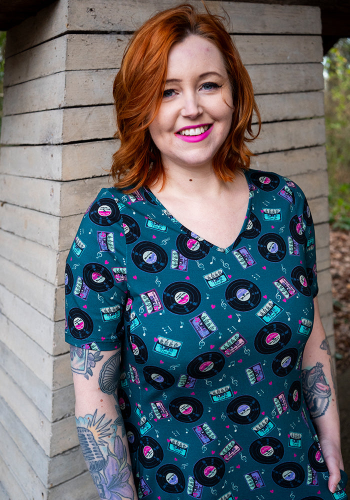Fifth angle of Maz Mixtapes Print Cotton Trapeze Dress