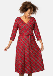 McDee Red Tartan Midi Dress