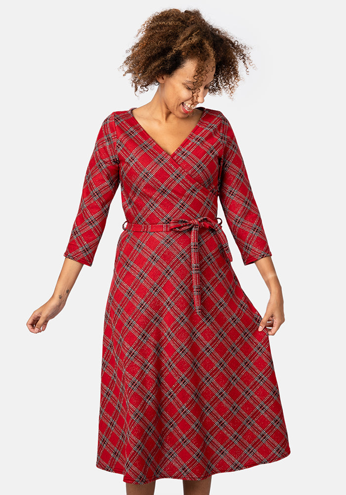 McDee Red Tartan Midi Dress
