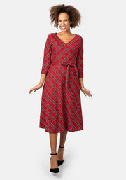 McDee Red Tartan Midi Dress