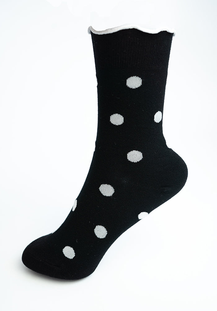 Black &amp; White Medium Polka Dot Socks