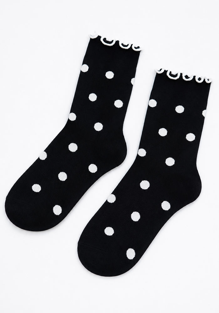 Black &amp; White Medium Polka Dot Socks
