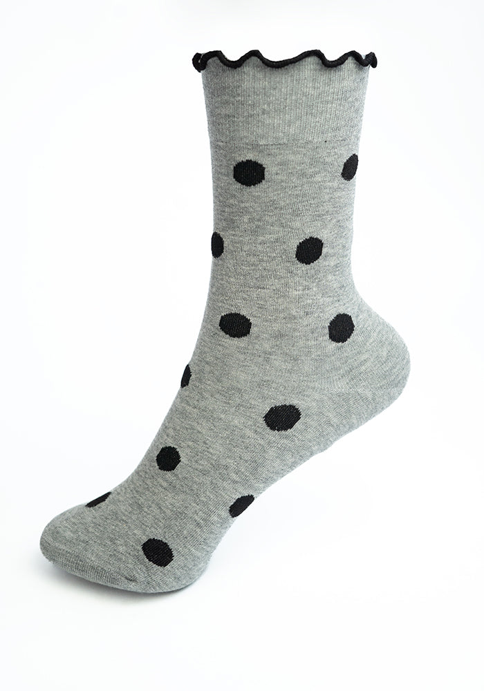 Grey &amp; Black Medium Polka Dot Socks