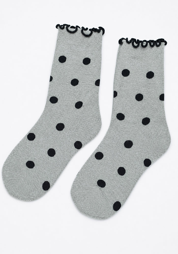 Grey &amp; Black Medium Polka Dot Socks