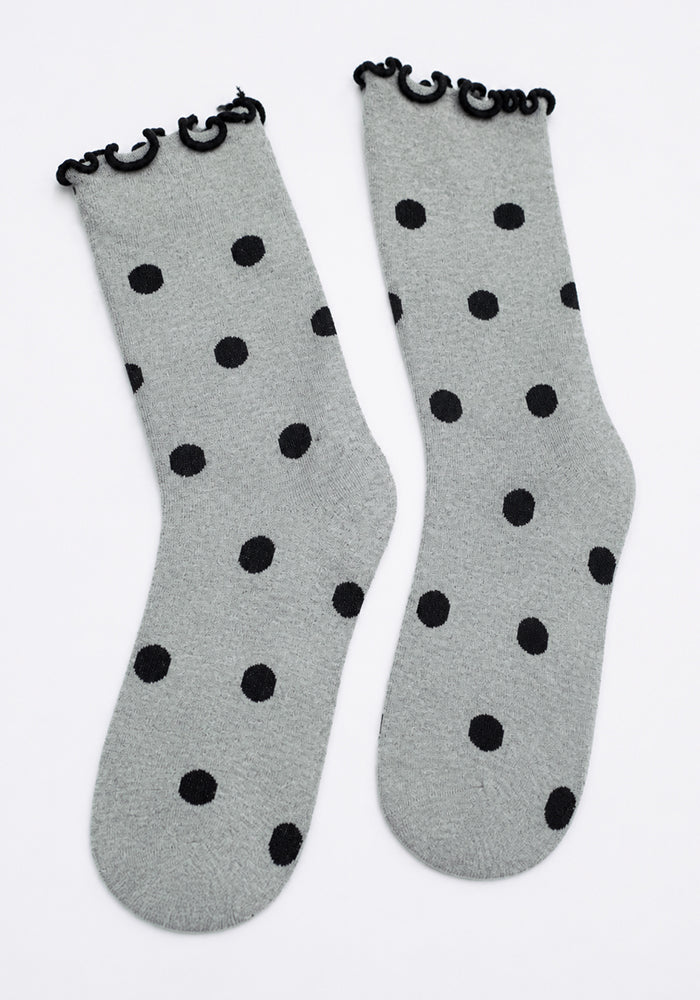 Grey &amp; Black Medium Polka Dot Socks