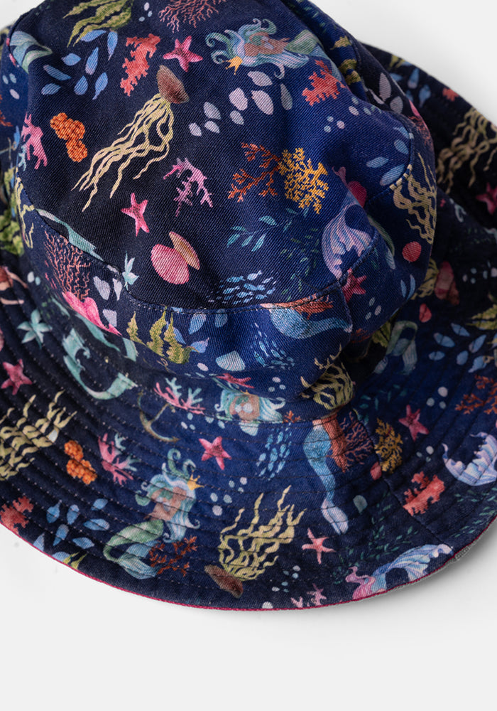 Third angle of Mermaid Print Bucket Hat