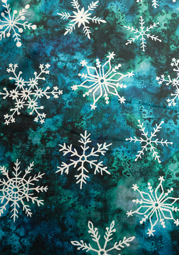 Crystelle Teal Snowflake Print Midi Dress