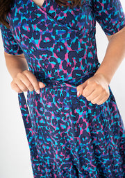 Meredith Layered Animal Print Tiered Hem Cotton Midaxi Dress