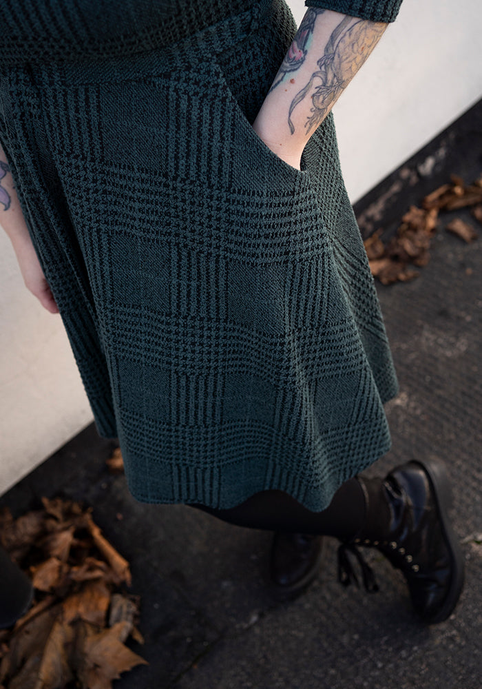 Merissa Teal &amp; Black Check Jacquard Dress