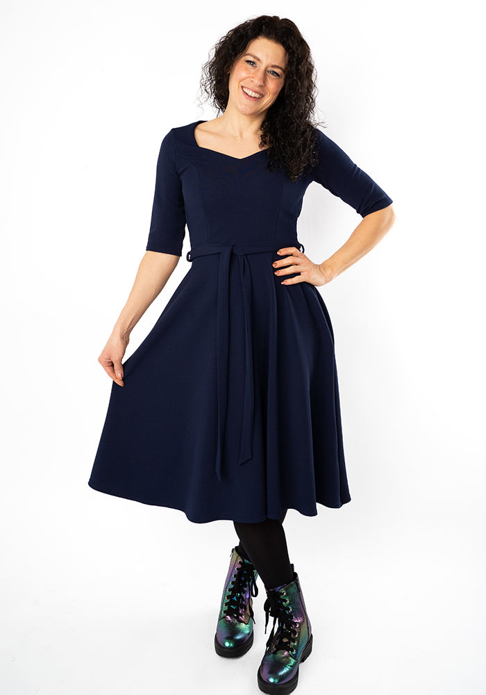 Fourth angle of Merle Navy Vintage Swing Dress