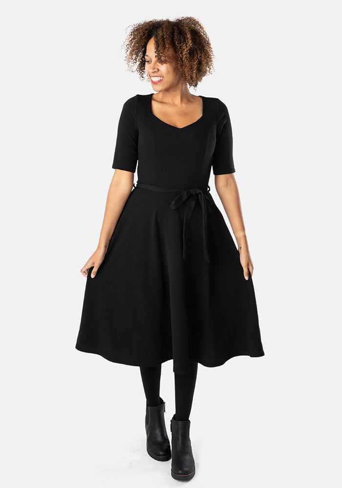 Seventh angle of Merle Black Vintage Swing Dress
