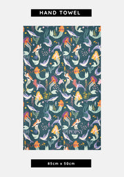 Mermaid And Seal Print Hand Towel