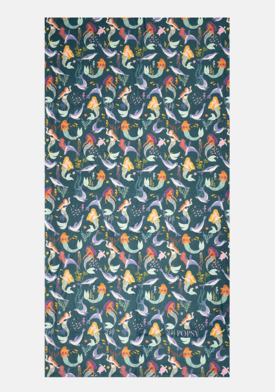 Large Mermaid And Seal Print Towel