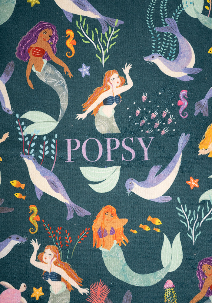 Mermaid And Seals Print Jumbo Bath Sheet