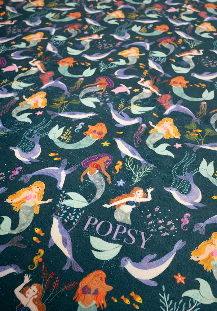 Mermaid And Seals Print Jumbo Bath Sheet