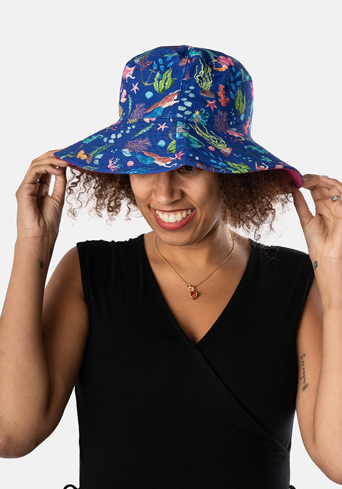 Sixth angle of Mermaid Print Bucket Hat