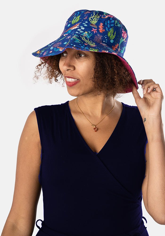 Front view of Mermaid Print Bucket Hat