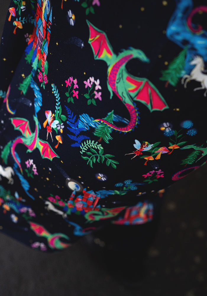 Tenth angle of Meron Fairytale Dragons Print Dress, our jersey is a smooth, stretchy fabric known for its comfort and ease.