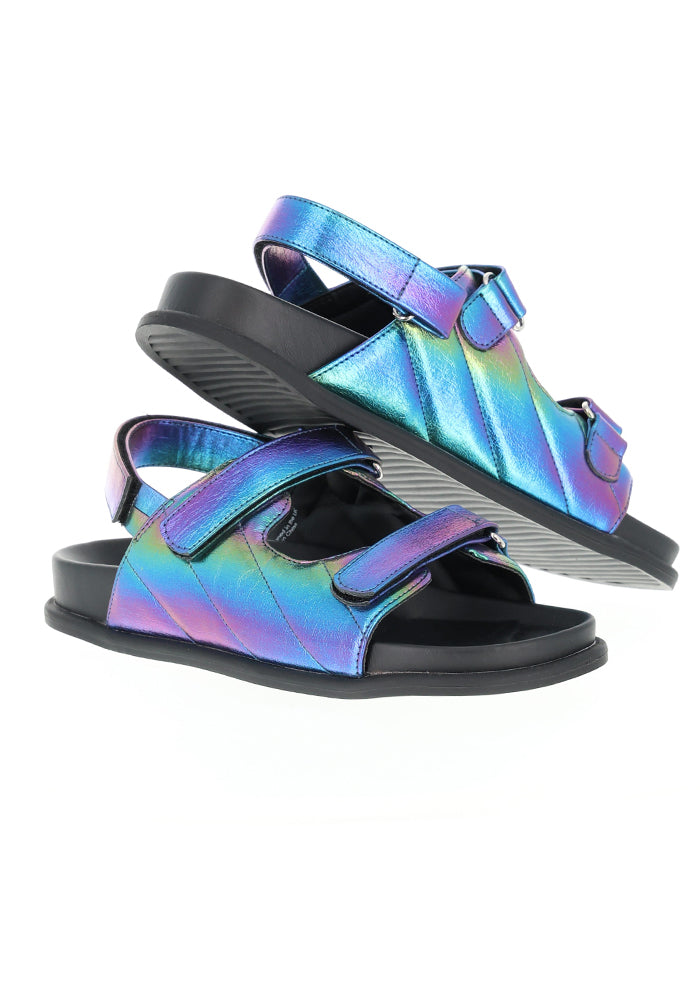 Fourth angle of Metallic Rainbow Double Buckle Sandal