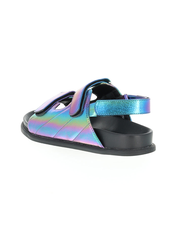 Sixth angle of Metallic Rainbow Double Buckle Sandal