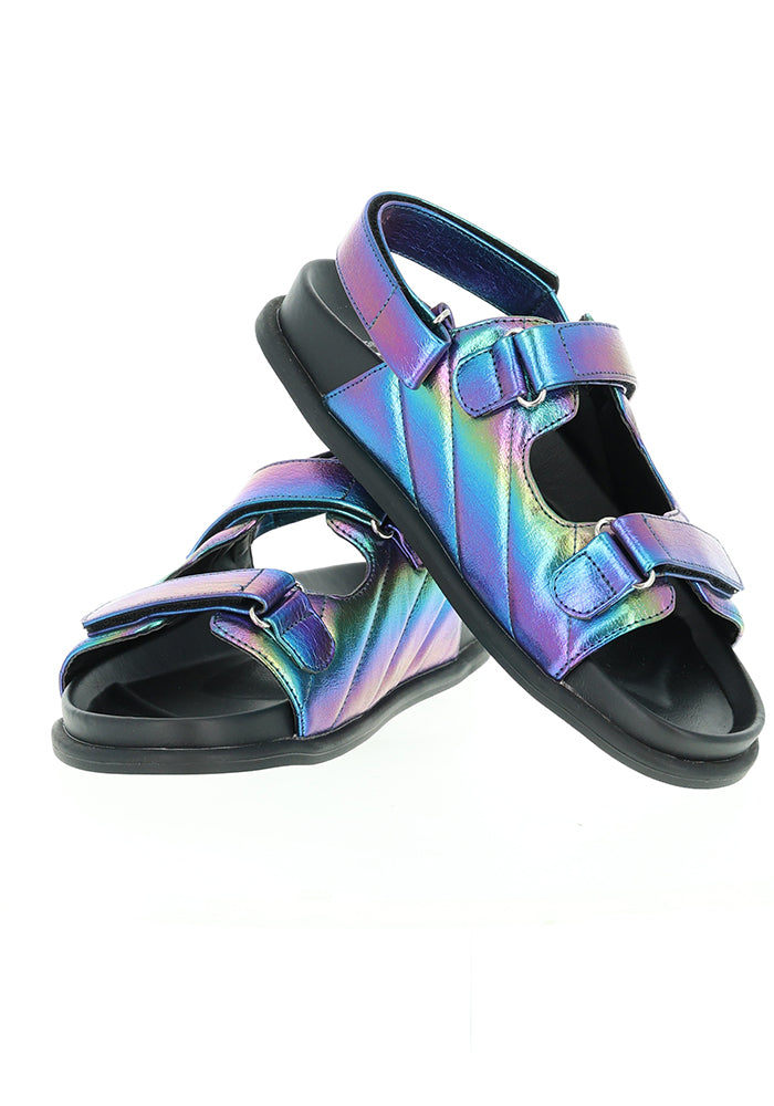 Second angle of Metallic Rainbow Double Buckle Sandal