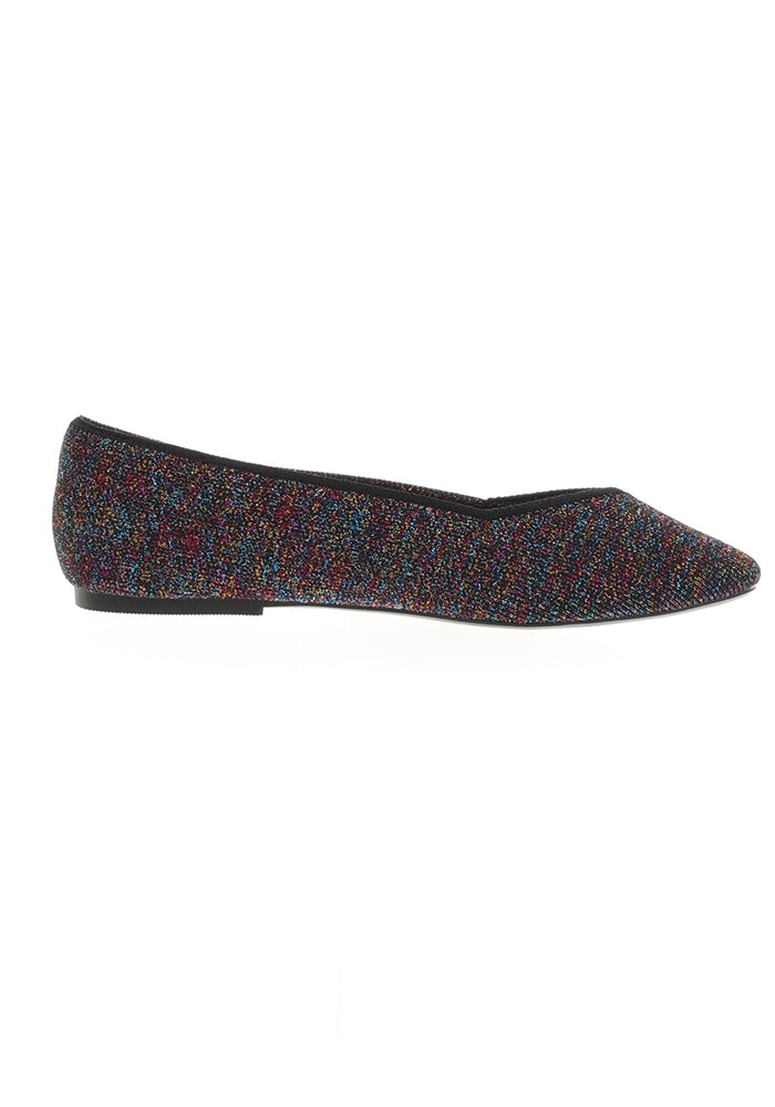 Fifth angle of Metallic Rainbow Knitted Ballet Pumps