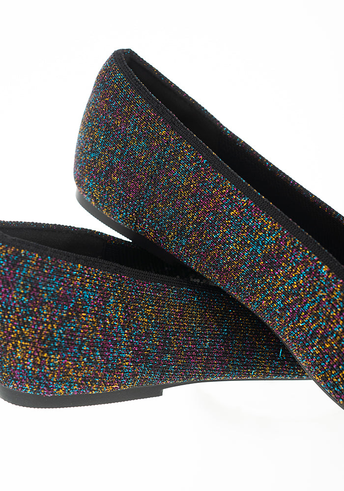Tenth angle of Metallic Rainbow Knitted Ballet Pumps