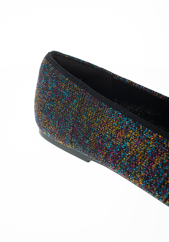 Twelfth angle of Metallic Rainbow Knitted Ballet Pumps