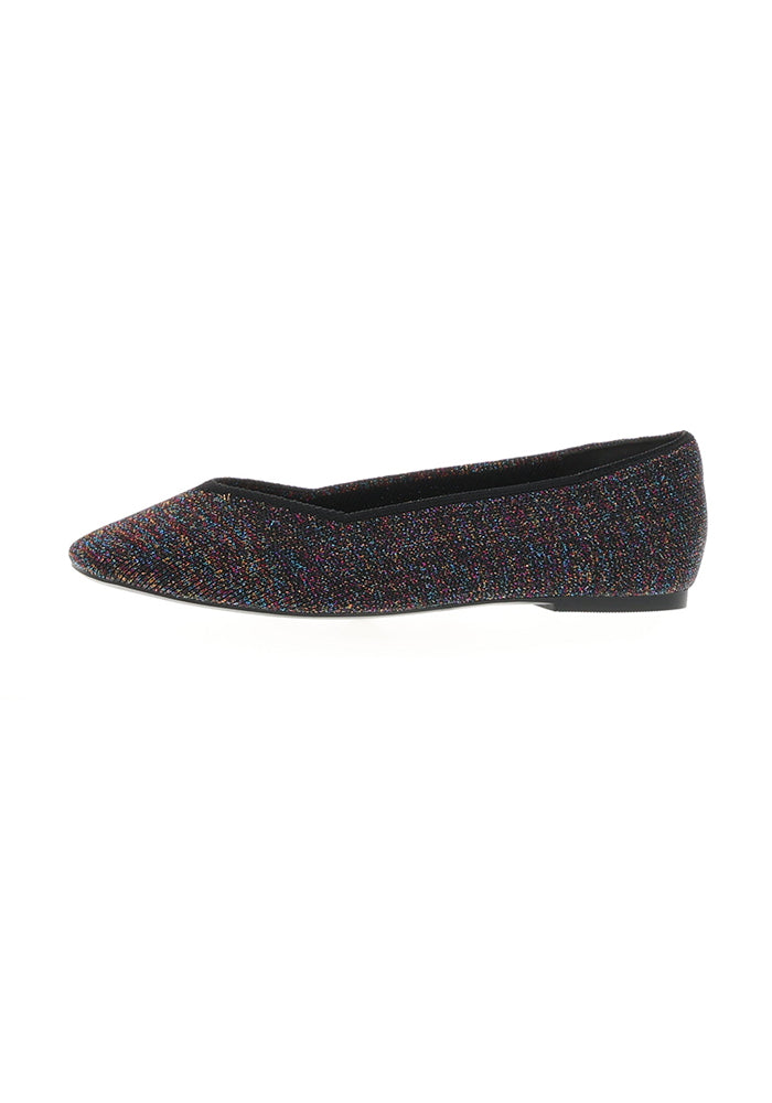 Front view of Metallic Rainbow Knitted Ballet Pumps