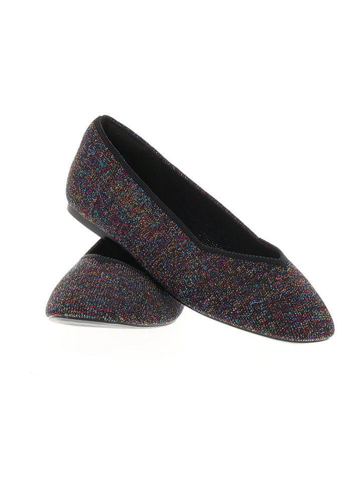 Sixth angle of Metallic Rainbow Knitted Ballet Pumps