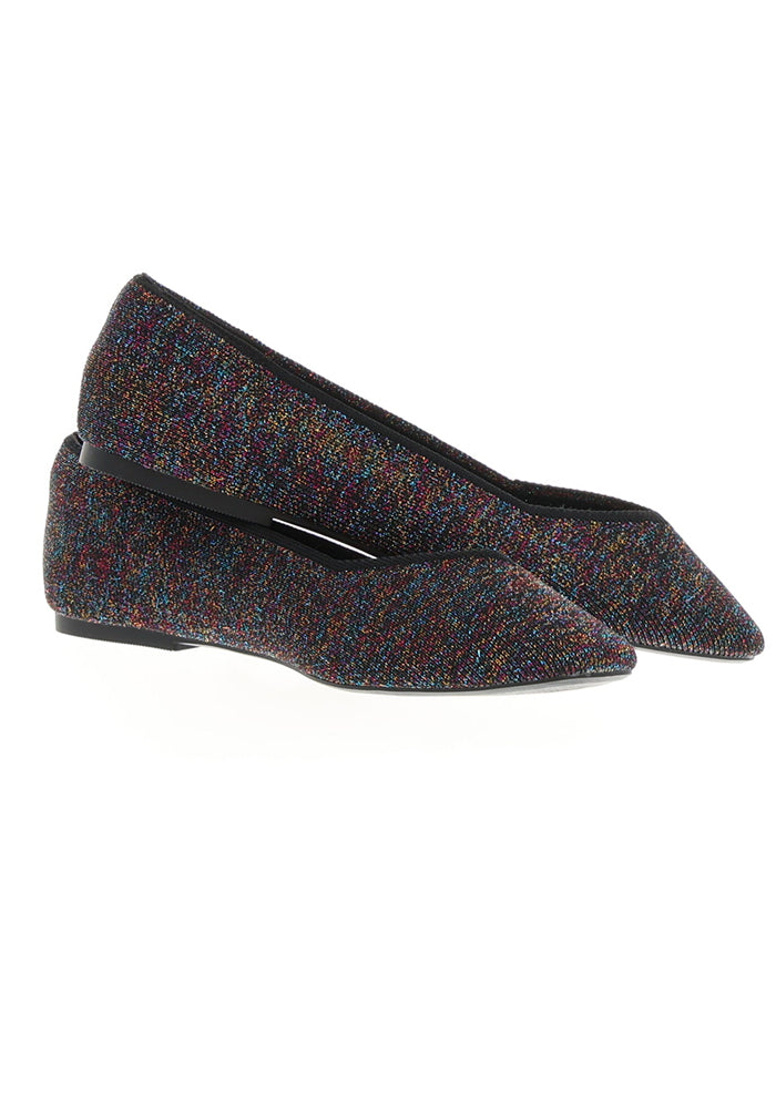 Fourth angle of Metallic Rainbow Knitted Ballet Pumps