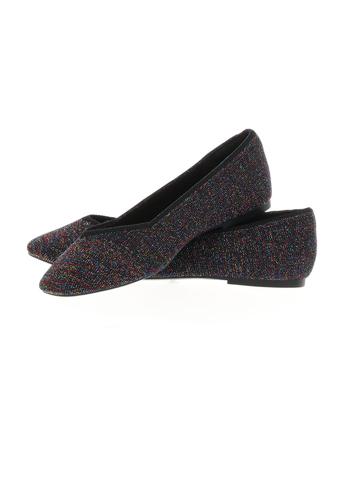 Second angle of Metallic Rainbow Knitted Ballet Pumps