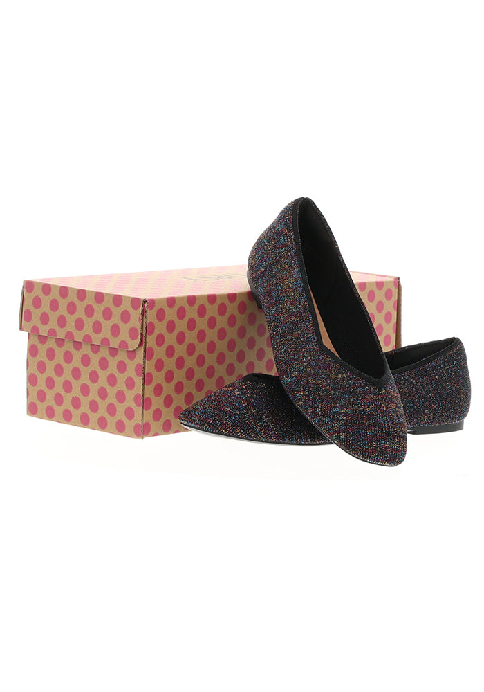 Ninth angle of Metallic Rainbow Knitted Ballet Pumps