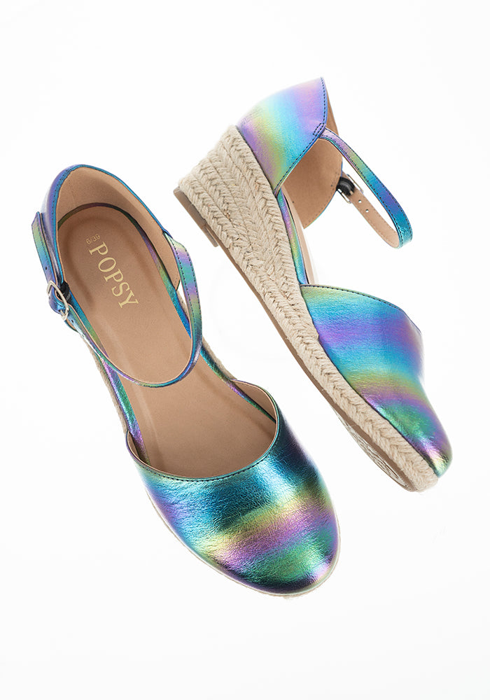 Eighth angle of Metallic Rainbow Low Wedge Espadrilles
