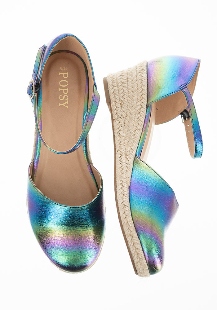 Fifth angle of Metallic Rainbow Low Wedge Espadrilles