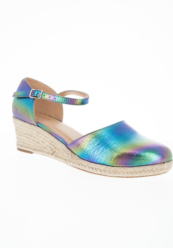 Tenth angle of Metallic Rainbow Low Wedge Espadrilles