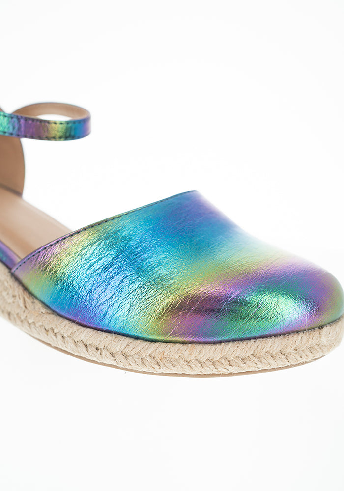 Ninth angle of Metallic Rainbow Low Wedge Espadrilles