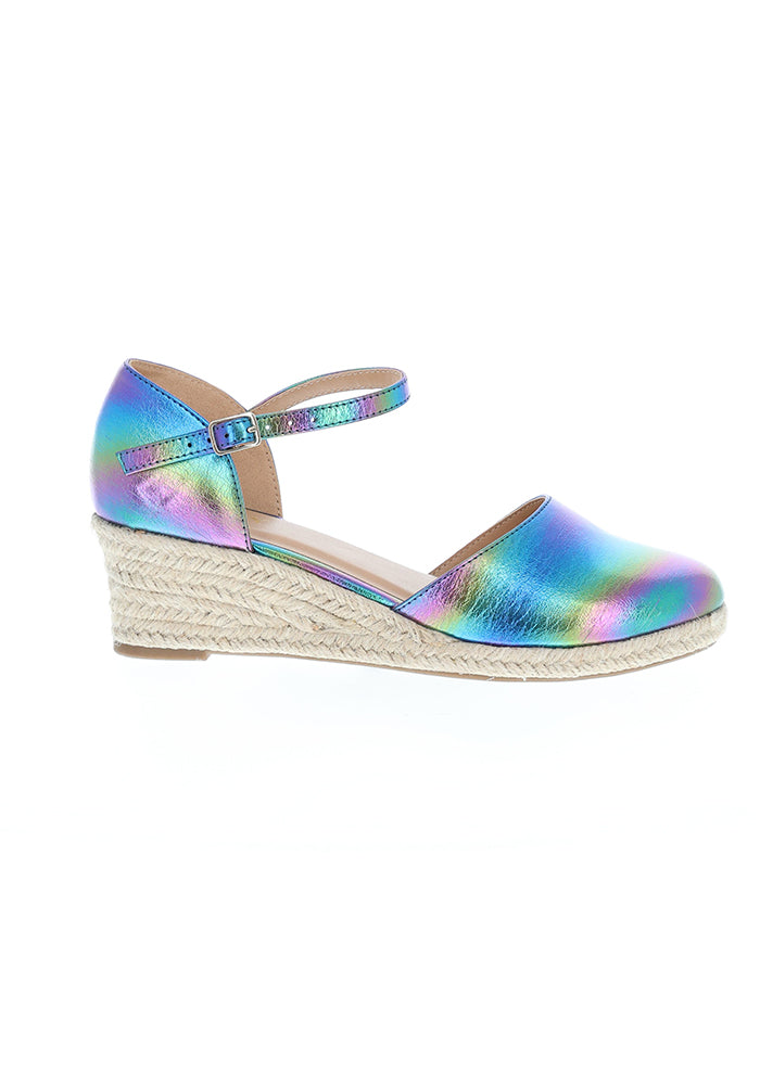 Front view of Metallic Rainbow Low Wedge Espadrilles