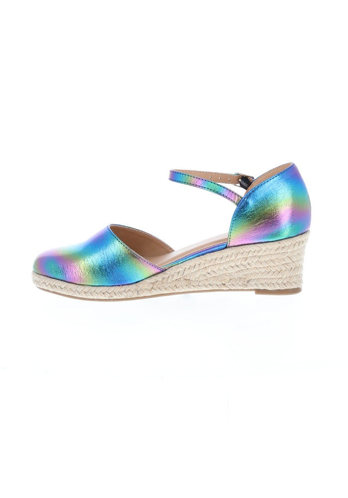Second angle of Metallic Rainbow Low Wedge Espadrilles