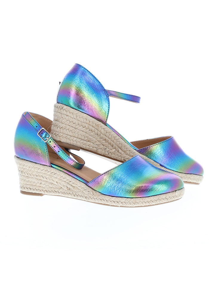 Third angle of Metallic Rainbow Low Wedge Espadrilles