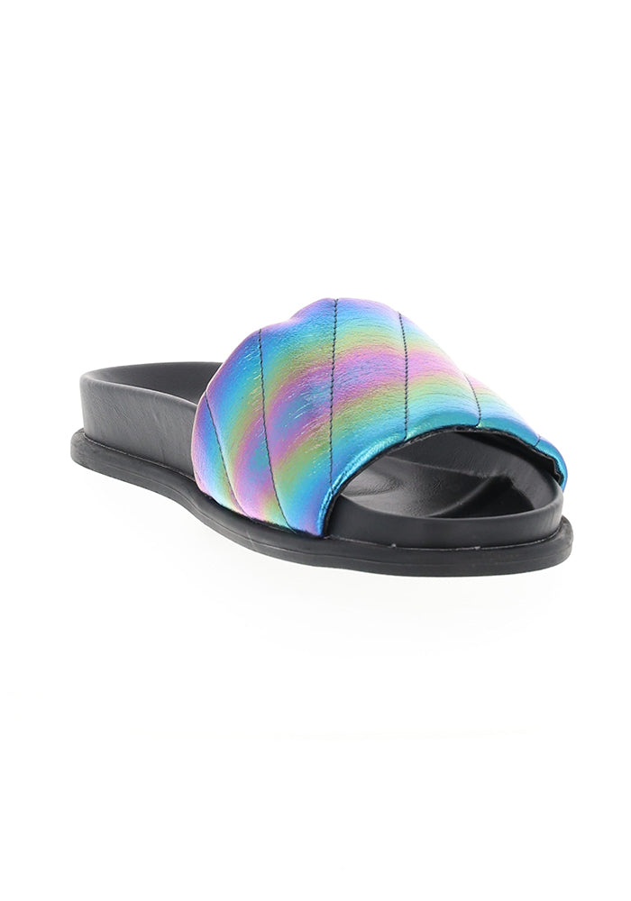 Fourth angle of Metallic Rainbow Slider, metallic Rainbow Slider Bold, colourful and made for easy everyday wear.