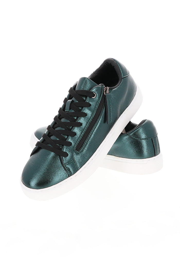 Metallic Teal Zip Trainers