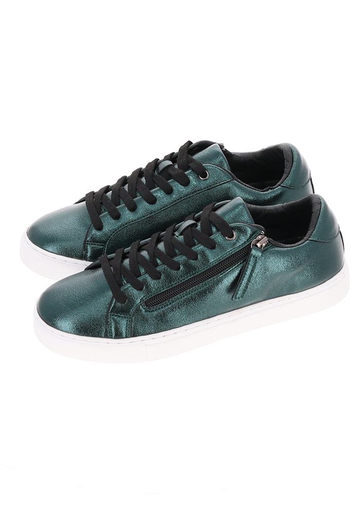 Metallic Teal Zip Trainers