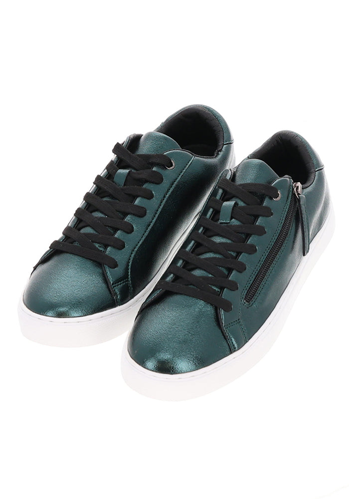 Metallic Teal Zip Trainers