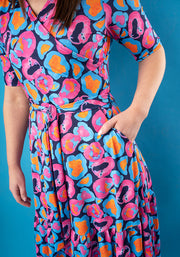 Micah Watercolour Animal Print Tiered Hem Midaxi Dress