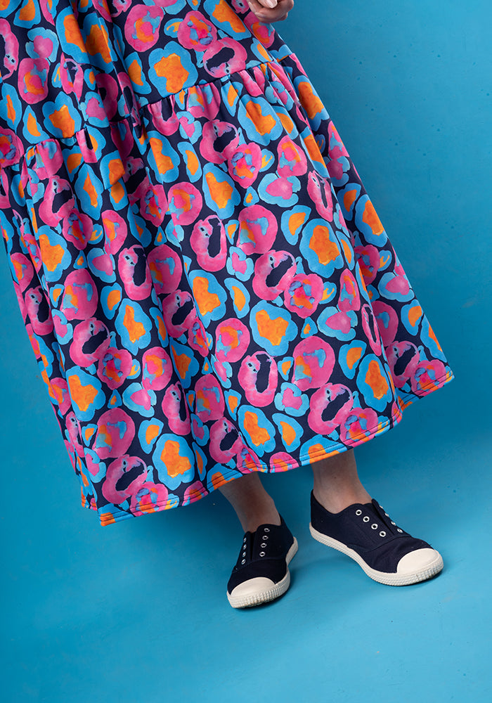 Fifth angle of Micah Watercolour Animal Print Tiered Hem Midaxi Dress