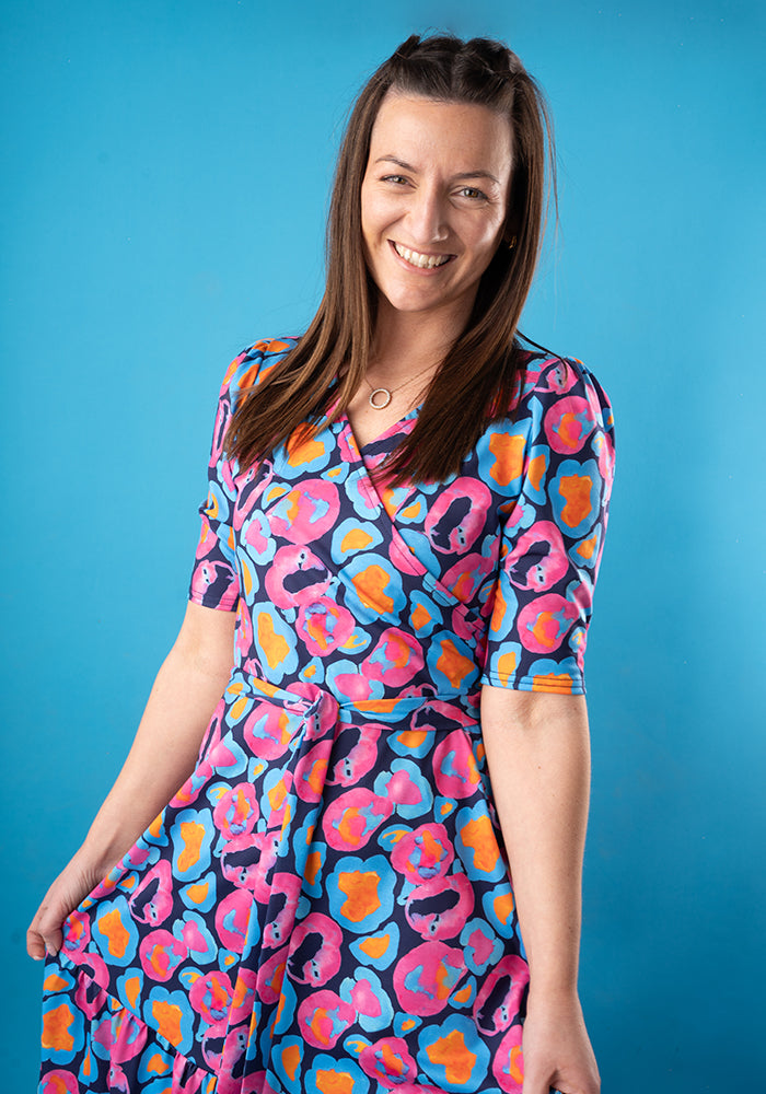 Fourth angle of Micah Watercolour Animal Print Tiered Hem Midaxi Dress