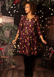Cleodora Christmas Mice Print Dress