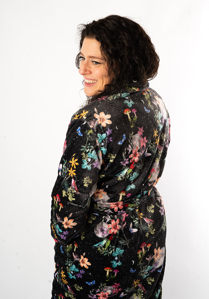 Sixth angle of Midnight Botanical Print Dressing Gown